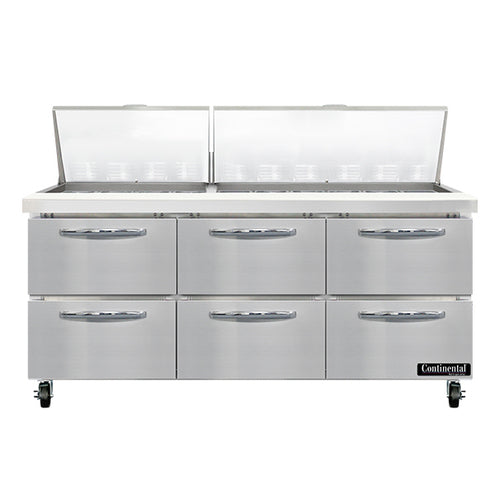 Continental SW72N30M-D 72" Sandwich/Salad Prep Table w/ Refrigerated Base, 115v-cityfoodequipment.com