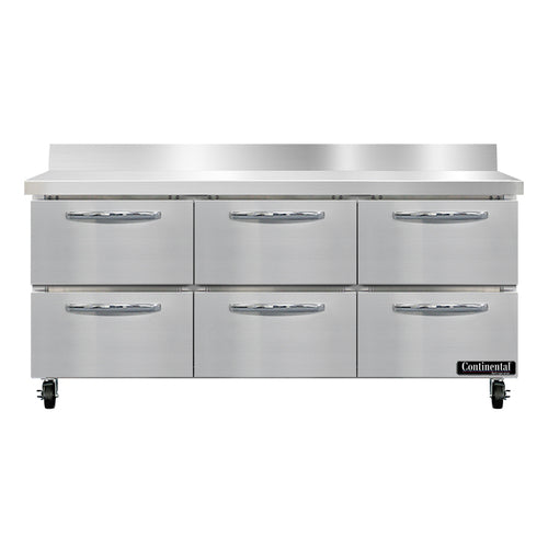 Continental SW72NBS-D 72" Worktop Refrigerator w/ (3) Sections, 115v-cityfoodequipment.com