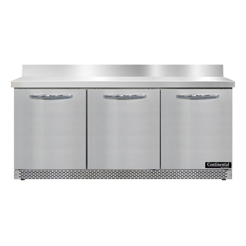 Continental SW72NBS-FB 72" Worktop Refrigerator w/ (3) Sections, 115v-cityfoodequipment.com