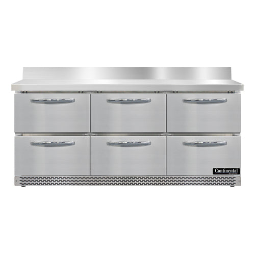 Continental SW72NBS-FB-D 72" Worktop Refrigerator w/ (3) Sections, 115v-cityfoodequipment.com