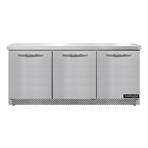 Continental SW72N-FB 72" Worktop Refrigerator w/ (3) Sections, 115v-cityfoodequipment.com