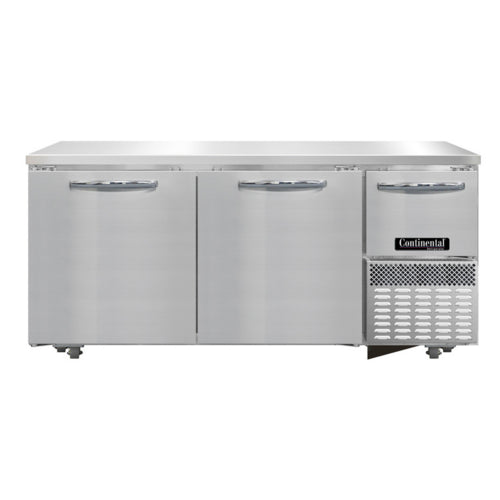 Continental RA68SN-U 68"W Undercounter Refrigerator w/ (3) Sections & (3) Doors, 115v-cityfoodequipment.com