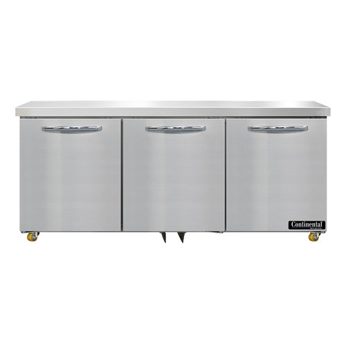 Continental SW72N-U 72" W Undercounter Refrigerator w/ (3) Sections & (3) Doors, 115v-cityfoodequipment.com
