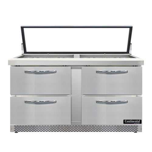 Continental SW60N24M-HGL-FB-D 60" Sandwich/salad Prep Table W/ Refrigerated Base, 115v-cityfoodequipment.com