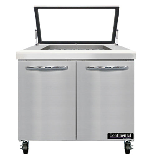 Continental SW36N12M-HGL 36" Sandwich/Salad Prep Table w/ Refrigerated Base, 115v-cityfoodequipment.com