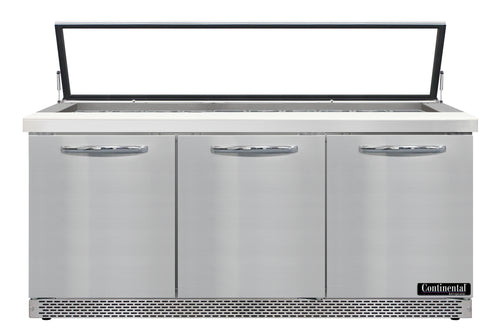 Continental SW72N30M-HGL-FB 72" Sandwich/Salad Prep Table w/ Refrigerated Base, 115v-cityfoodequipment.com