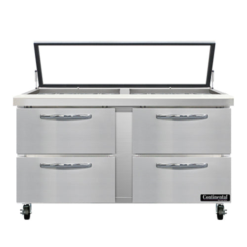 Continental SW60N24M-HGL-D 60" Sandwich/salad Prep Table W/ Refrigerated Base, 115v-cityfoodequipment.com