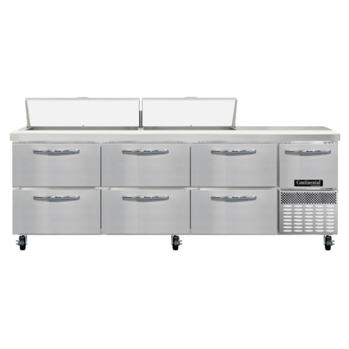 Continental RA93SN18-D 93" Sandwich/Salad Prep Table w/ Refrigerated Base, 115v-cityfoodequipment.com