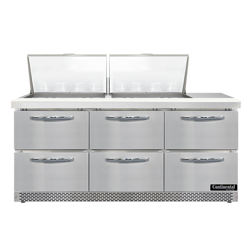 Continental SW72N24M-FB-D 72" Sandwich/Salad Prep Table w/ Refrigerated Base, 115v-cityfoodequipment.com