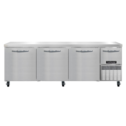 Continental RA93SN 93"W Worktop Refrigerator w/ (4) Sections & (4) Doors, 115v-cityfoodequipment.com