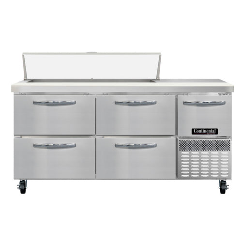 Continental RA68SN12-D 68" Sandwich/Salad Prep Table w/ Refrigerated Base, 115v-cityfoodequipment.com