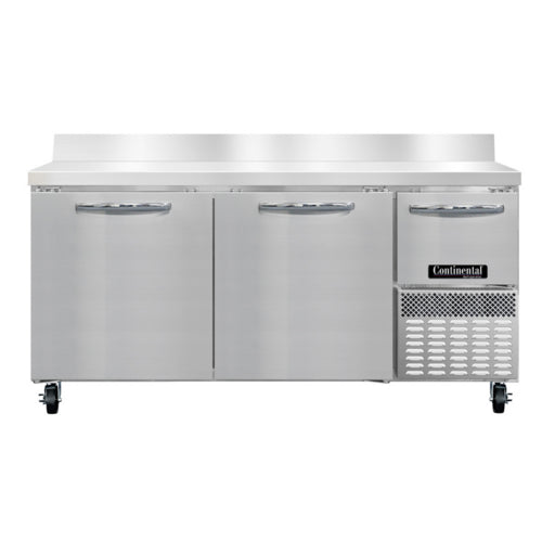 Continental RA68SNBS 68"W Worktop Refrigerator w/ (3) Sections & (3) Doors, 115v-cityfoodequipment.com