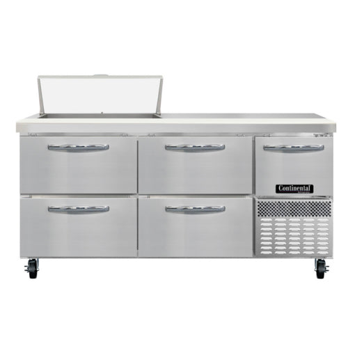 Continental RA68SN8-D 68" Sandwich/Salad Prep Table w/ Refrigerated Base, 115v-cityfoodequipment.com