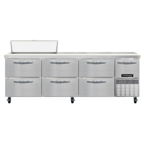 Continental RA93SN10-D 93" Sandwich/Salad Prep Table w/ Refrigerated Base, 115v-cityfoodequipment.com