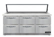 Continental SW72N30M-HGL-FB-D 72" Sandwich/Salad Prep Table w/ Refrigerated Base, 115v-cityfoodequipment.com