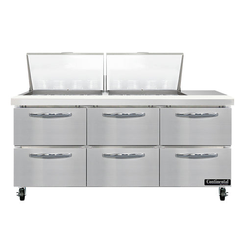 Continental SW72N24M-D 72" Sandwich/Salad Prep Table w/ Refrigerated Base, 115v-cityfoodequipment.com