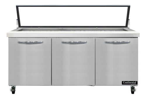 Continental SW72N30M-HGL 72" Sandwich/Salad Prep Table w/ Refrigerated Base, 115v-cityfoodequipment.com