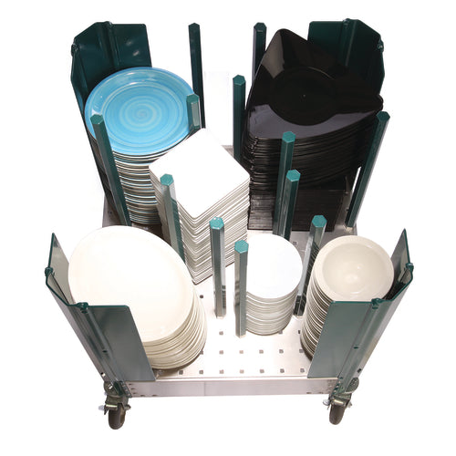 Cres Cor 501-D-EX 27 1/8" Mobile Dish Caddy W/ (12) Hex Rods, Aluminum-cityfoodequipment.com