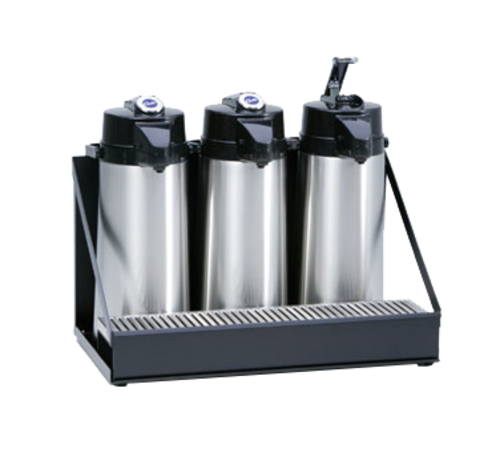 Curtis CAR-3-BLK 3 Side-By-Side Airpot Rack, Single Level W/ Removable Drip Tray-cityfoodequipment.com