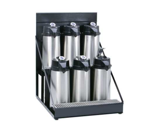 Curtis CAR-6-BLK 6 Step-Up Airpot Rack W/ 2 Levels & Removable Drip Tray-cityfoodequipment.com