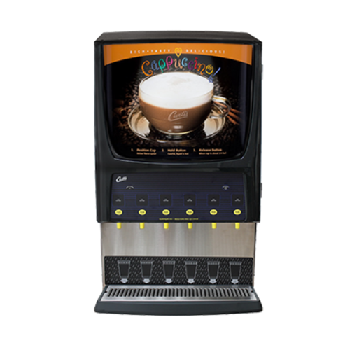 Curtis PCGT6 Cappuccino Machine W/ (2) 3 Lb & (1) 10 Lb Hoppers & (6) Dispensers, 120v-cityfoodequipment.com
