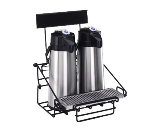 Curtis WR2B0000 2 Position Side-By-Side Airpot Rack W/ Removable Drip Tray, Single Level, Black-cityfoodequipment.com