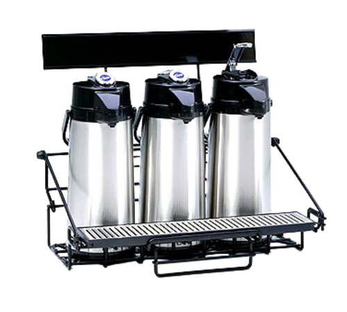 Curtis WR3B0000 3 Position Side-By-Side Airpot Rack W/ Removable Drip Tray, Single Level, Black-cityfoodequipment.com