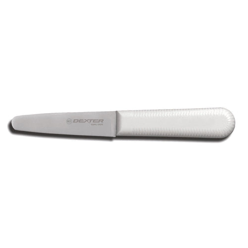 Dexter Russell S129PCP SANI-SAFE® 3 2/5" Clam Knife W/ Polypropylene White Handle, Carbon Steel-cityfoodequipment.com