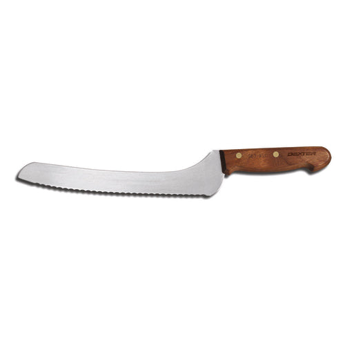 Dexter Russell S63-9SC-PCP Dexter-Russell 9" Offset Scalloped Edge Slicer, Rosewood Handle-cityfoodequipment.com