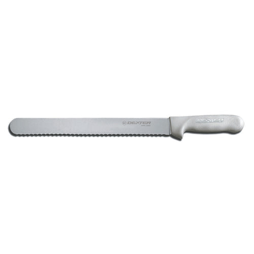 Dexter Russell S140-12SC-PCP SANI-SAFE® 12" Roast Slicer W/ Polypropylene White Handle, Carbon Steel-cityfoodequipment.com