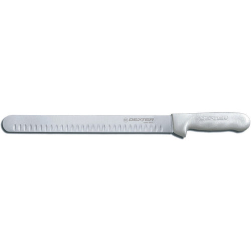 Dexter Russell S140-12GE-PCP SANI-SAFE® 12" Roast Slicer W/ Polypropylene White Handle, Carbon Steel-cityfoodequipment.com