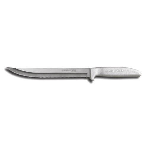 Dexter Russell S142-8SC-PCP SANI-SAFE® 8" Utility Slicer W/ Polypropylene White Handle, Carbon Steel-cityfoodequipment.com