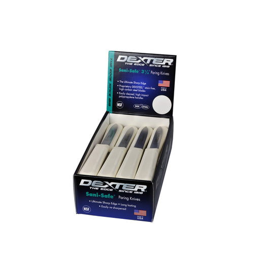 Dexter Russell S104-24 SANI-SAFE® 3 1/4" Paring Knife Set W/ Polypropylene White Handle, Carbon Steel-cityfoodequipment.com