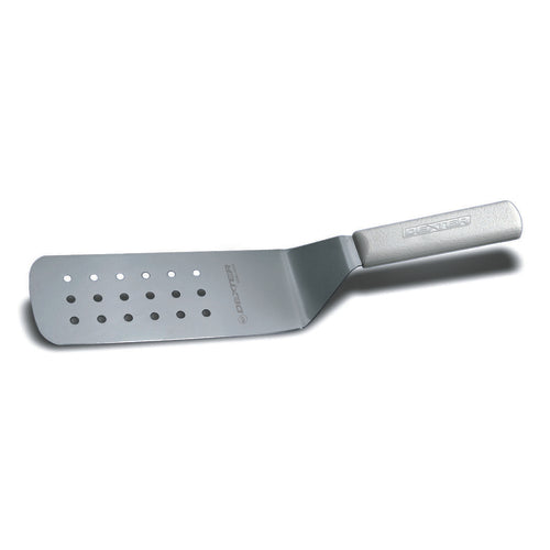 Dexter Russell PS286-8 SANI-SAFE® 8"x 3" Perforated Turner W/ Polypropylene White Handle, Stainless Steel-cityfoodequipment.com