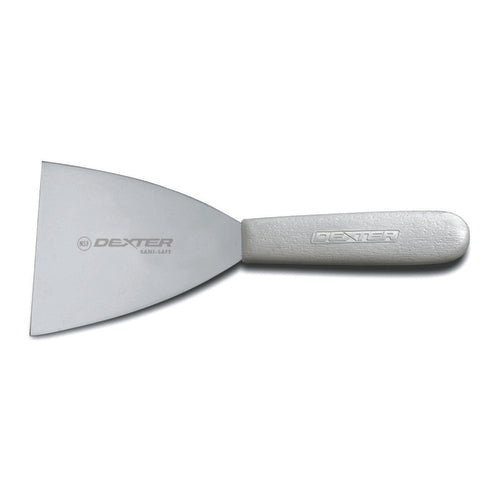 Dexter Russell S294 SANI-SAFE® 4" Griddle Scraper W/ Polypropylene White Handle, Stainless Steel-cityfoodequipment.com