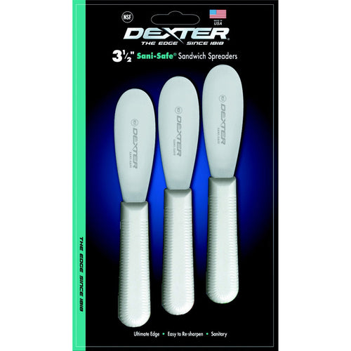Dexter Russell S173-3 SANI-SAFE® 3 1/2" Sandwich Spreader W/ Polypropylene White Handle, Stainless Steel-cityfoodequipment.com