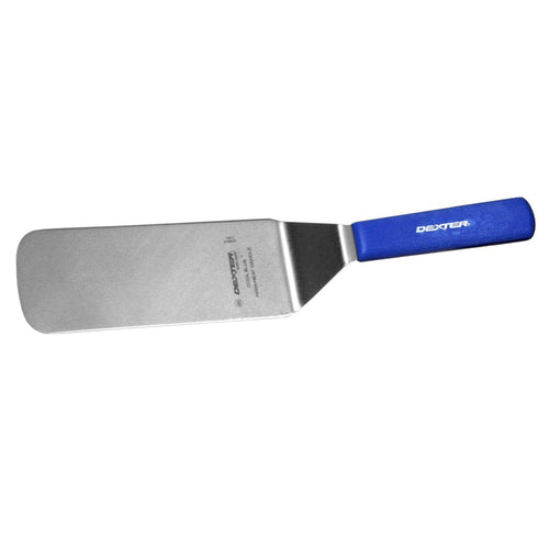 Dexter Russell S286-8H-PCP SANI-SAFE® 8"x3" Grill Turner W/ Polypropylene Blue Handle, Stainless Steel-cityfoodequipment.com