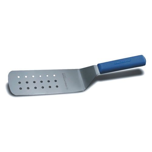 Dexter Russell PS286-8C-PCP SANI-SAFE® 8"x 3" Perforated Turner W/ Polypropylene Blue Handle, Stainless Steel-cityfoodequipment.com
