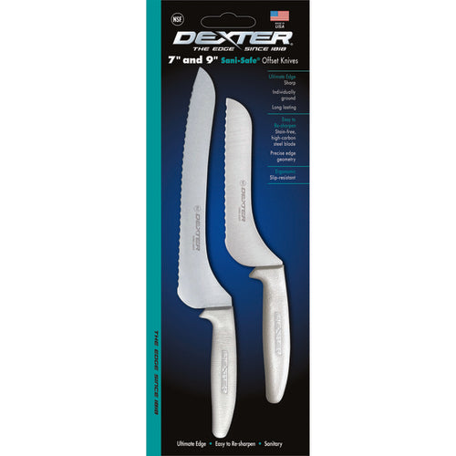 Dexter Russell S163-7SC/9SC 7" & 9" Sandwich Knives W/ Polypropylene White Handle, Carbon Steel-cityfoodequipment.com