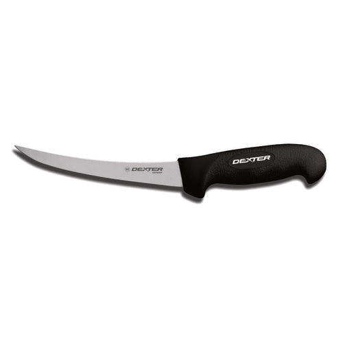Dexter Russell SG131-6B-PCP 6" Narrow Stiff Boning Knife W/ Soft Black Rubber Handle, Carbon Steel-cityfoodequipment.com