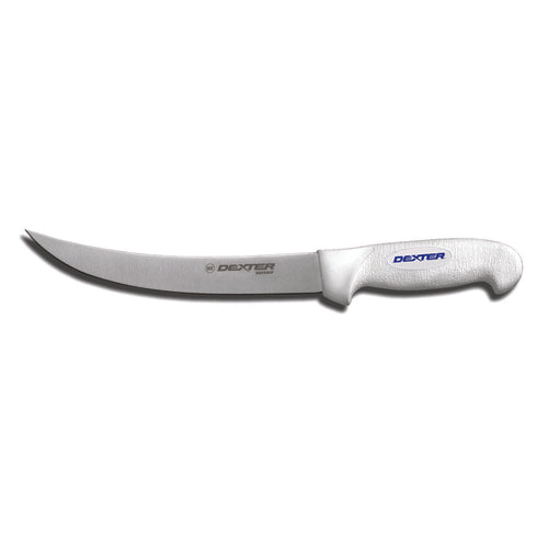 Dexter Russell SG132N-8 8" Cimeter Steak Knife W/ Soft White Rubber Handle, Carbon Steel-cityfoodequipment.com
