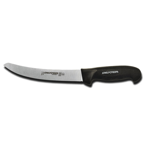 Dexter Russell SG132N-8B 8" Breaking Knife W/ Soft Black Rubber Handle, Carbon Steel-cityfoodequipment.com