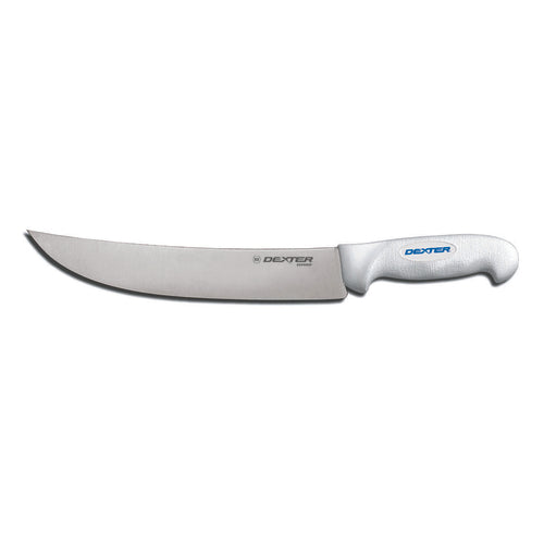 Dexter Russell SG132-10PCP 10" Cimeter Steak Knife W/ Soft White Rubber Handle, Carbon Steel-cityfoodequipment.com