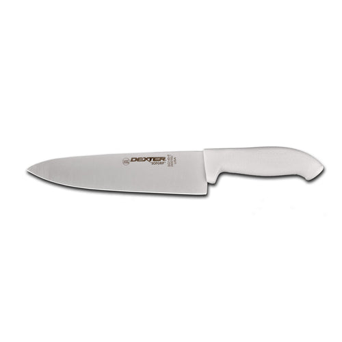 Dexter Russell SG145-8PCP 8" Chef's Knife W/ Soft White Rubber Handle, Carbon Steel-cityfoodequipment.com