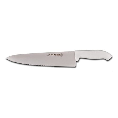 Dexter Russell SG145-10SC-PCP 10" Chef's Knife W/ Soft White Rubber Handle, Carbon Steel-cityfoodequipment.com