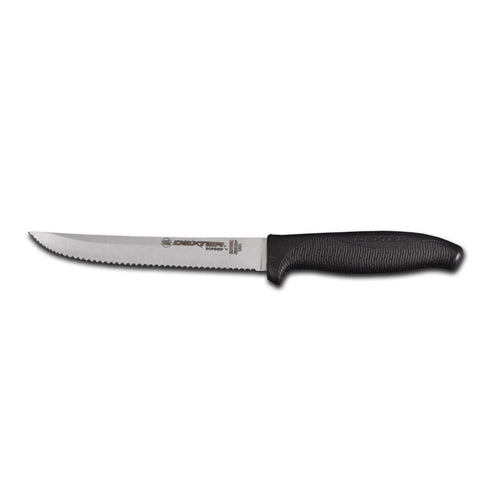 Dexter Russell SG156SCB-PCP 6" Utility Slicer W/ Soft Black Rubber Handle, Carbon Steel-cityfoodequipment.com