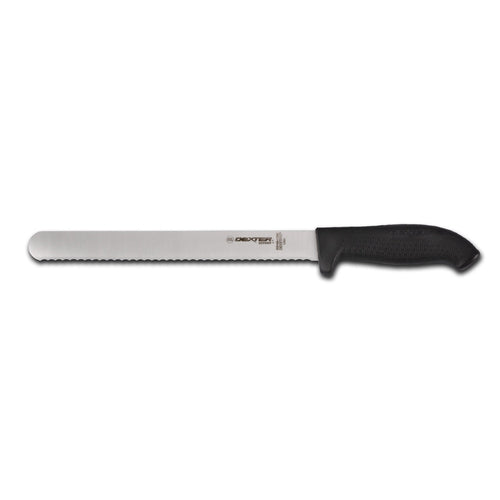 Dexter Russell SG140-12SCB-PCP 12" Slicer W/ Soft Black Rubber Handle, Carbon Steel-cityfoodequipment.com