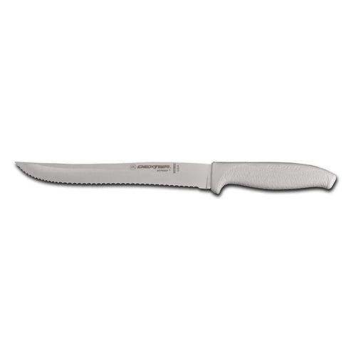 Dexter Russell SG158SC-PCP 8" Utility Slicer W/ Soft White Rubber Handle, Carbon Steel-cityfoodequipment.com