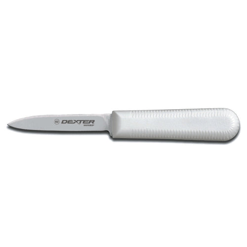 Dexter Russell SG104-PCP 3 1/4" Paring Knife W/ Soft White Rubber Handle, Carbon Steel-cityfoodequipment.com