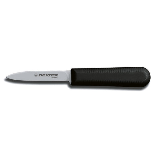 Dexter Russell SG104B-PCP 3 1/4" Paring Knife W/ Soft Black Rubber Handle, Carbon Steel-cityfoodequipment.com